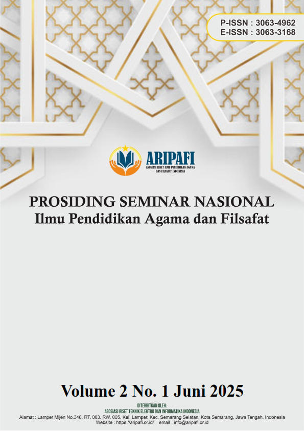 					View Vol. 2 No. 1 (2025): Juni : Prosiding Seminar Nasional Ilmu Pendidikan Agama dan Filsafat
				